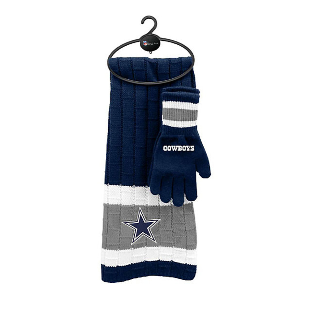 DALLAS COWBOYS NFL KNIT SCARF AND GLOVES GIFT SET NEW NFL LICENSED 70" BY 10"